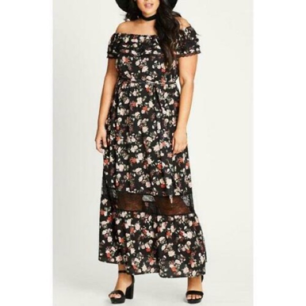 City Chic Free Love Off The Shoulder Maxi Dress